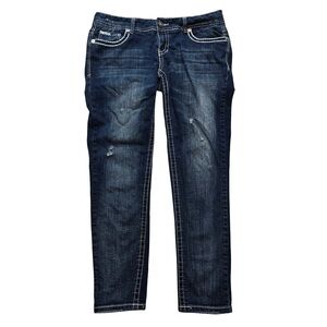 Amethyst Distressed Skinny Jeans Dark Wash Women’s 14